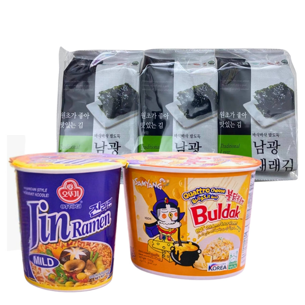 Korean Comfort Combo Bundle – Buldak, Jin Ramen & Premium Seaweed